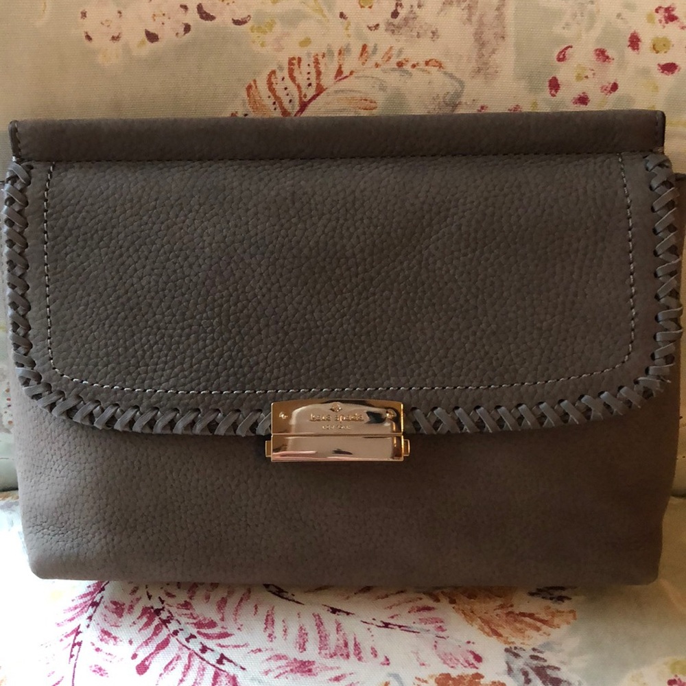 Grey suede Kate Spade clutch